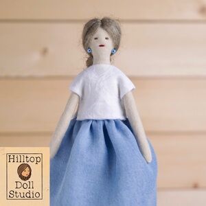 Mini Fabric Doll "Mae" Handcrafted Textile Cloth Heirloom Primitive Doll